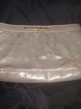 Victoria's Secret Shimmery Cream Ruffle Clutch